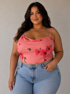 Old Navy Pink Floral Smocked  Spaghetti Strap Crop Top